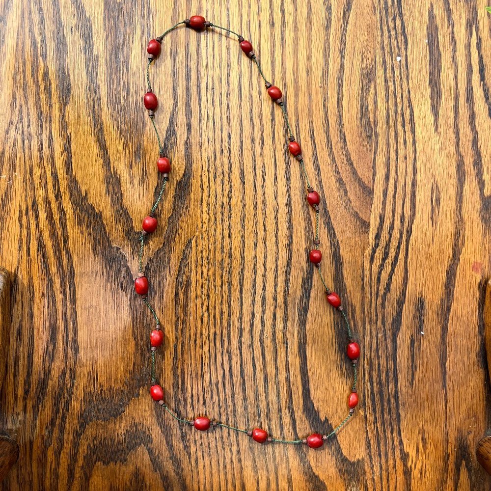 Unique handmade red bead necklace